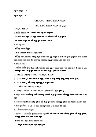 Giáo án Đại số Lớp 6 (Sách Chân trời sáng tạo) - Chương 6 - Bài 1: Số thập phân (2 tiết)
