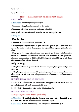 Giáo án Đại số Lớp 6 (Sách Chân trời sáng tạo) - Chương 6 - Bài 5: Bài toán về tỉ số phần trăm