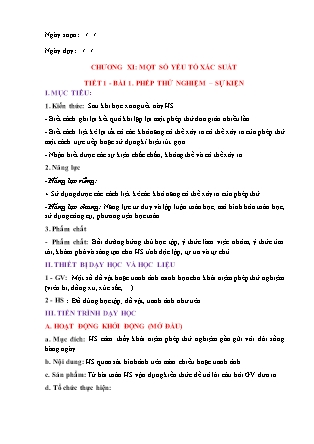 Giáo án Đại số Lớp 6 (Sách Chân trời sáng tạo) - Chương 9 - Tiết 1, Bài 1: Phép thử nghiệm – sự kiện
