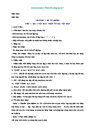 Giáo án Đại số Lớp 6 (Sách Chân trời sáng tạo) - Chương I - Tiết 1, Bài 1: Tập hợp. Phần tử của tập hợp