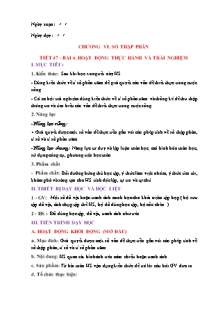 Giáo án Đại số Lớp 6 (Sách Chân trời sáng tạo) - Tiết 47, Bài 6: Hoạt động thực hành và trải nghiệm