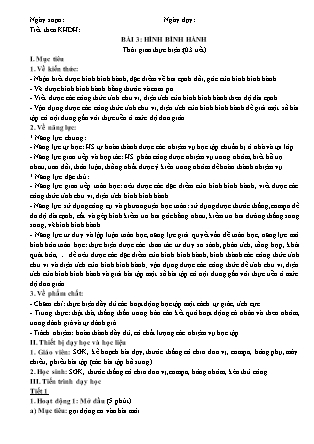 Giáo án Hình học Lớp 6 (Sách Cánh Diều) - Chương 3 - Bài 3: Hình bình hành