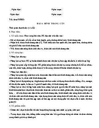 Giáo án Hình học Lớp 6 (Sách Cánh Diều) - Chương 3 - Bài 4: Hình thang cân