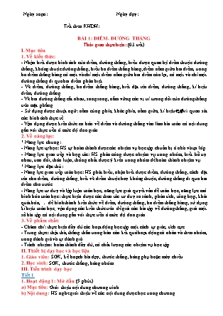 Giáo án Hình học Lớp 6 (Sách Cánh Diều) - Chương 6 - Bài 1: Điểm. Đường thẳng