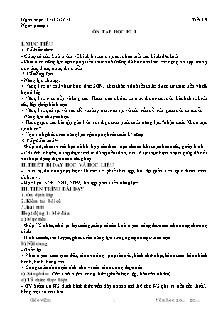 Giáo án Hình học Lớp 6 (Sách Kết nối tri thức với cuộc sống) - Tiết 15: Ôn tập học kì I - Năm học 2021-2022
