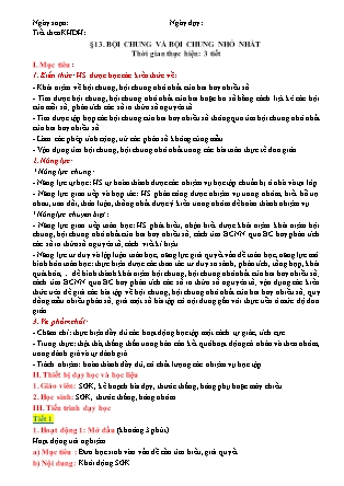 Giáo án Toán Khối 6 (Sách Cánh Diều) - Chương I - Bài 13: Bội chung và bội chung nhỏ nhất
