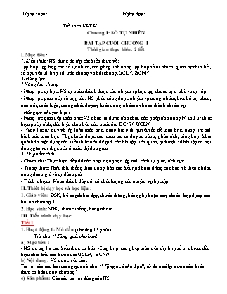 Giáo án Toán Lớp 6 (Sách Cánh Diều) - Bài tập cuối Chương I
