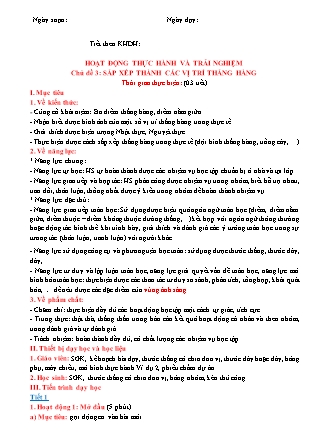 Giáo án Toán Lớp 6 (Sách Cánh Diều) - Chủ đề 3: Sắp xếp thành các vị trí thẳng hàng Giáo án Toán Lớp 6 (Sách Cánh Diều) - Chủ đề 3: Sắp xếp thành các vị trí thẳng hàng