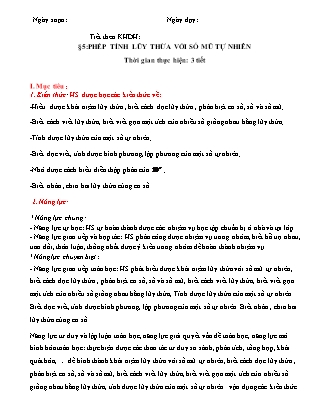 Giáo án Toán Lớp 6 (Sách Cánh Diều) - Chương 1 - Bài 5: Phép tính lũy thừa với số mũ tự nhiên