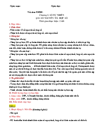 Giáo án Toán Lớp 6 (Sách Cánh Diều) - Chương I - Bài 10: Số nguyên tố. Hợp số Giáo án Toán Lớp 6 (Sách Cánh Diều) - Chương I - Bài 10: Số nguyên tố. Hợp số