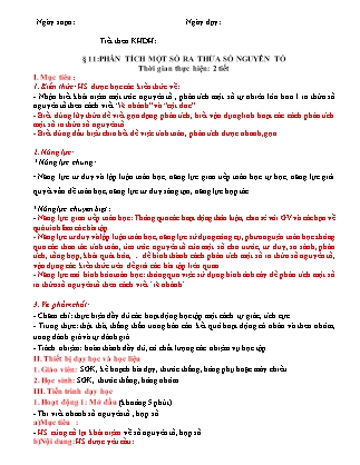 Giáo án Toán Lớp 6 (Sách Cánh Diều) - Chương I - Bài 11: Phân tích một số ra thừa số nguyên tố