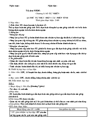 Giáo án Toán Lớp 6 (Sách Cánh Diều) - Chương I - Bài 6: Thứ tự thực hiện các phép tính Giáo án Toán Lớp 6 (Sách Cánh Diều) - Chương I - Bài 6: Thứ tự thực hiện các phép tính