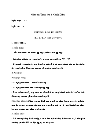 Giáo án Toán Lớp 6 (Sách Cánh Diều) - Chương trình học kì I