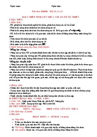 Giáo án Toán Lớp 6 (Sách Cánh Diều) - Tiết 10 đến 12 - Bài 5: Phép tính lũy thừa với số mũ tự nhiên