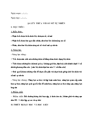 Giáo án Toán Lớp 6 (Sách Kết nối tri thức với cuộc sống) - Bài 6: Lũy thừa với số mũ tự nhiên