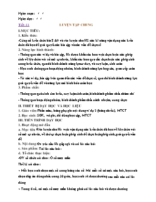 Giáo án Toán Lớp 6 (Sách Kết nối tri thức với cuộc sống) - Tiết 11: Luyện tập chung