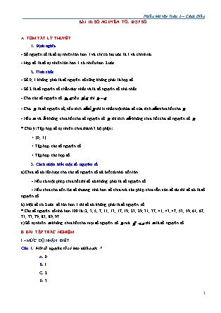 Phiếu bài tập Toán Lớp 6 (Sách Cánh Diều) - Chương I - Bài 10: Số nguyên tố. Hợp số Phiếu bài tập Toán Lớp 6 (Sách Cánh Diều) - Chương I - Bài 10: Số nguyên tố. Hợp số