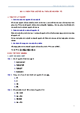 Phiếu bài tập Toán Lớp 6 (Sách Cánh Diều) - Chương I - Bài 11: Phân tích một số ra thừa số nguyên tố - Cao Thảo Linh Phiếu bài tập Toán Lớp 6 (Sách Cánh Diều) - Chương I - Bài 11: Phân tích một số ra thừa số nguyên tố - Cao Thảo Linh