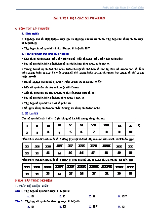 Phiếu bài tập Toán Lớp 6 (Sách Cánh Diều) - Chương I - Bài 2: Tập hợp các số tự nhiên Phiếu bài tập Toán Lớp 6 (Sách Cánh Diều) - Chương I - Bài 2: Tập hợp các số tự nhiên