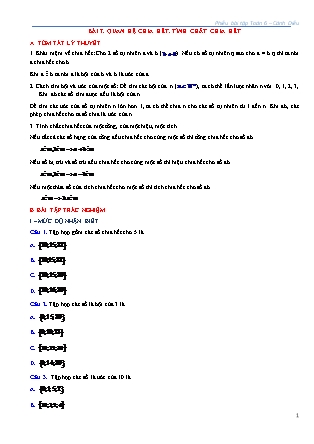 Phiếu bài tập Toán Lớp 6 (Sách Cánh Diều) - Chương I - Bài 7: Quan hệ chia hết. Tính chất chia hết - Hoàng Thị Nguyên