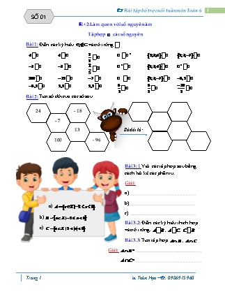 Bài tập bổ trợ cuối tuần môn Toán Lớp 6 - Chương 2 Bài tập bổ trợ cuối tuần môn Toán Lớp 6 - Chương 2