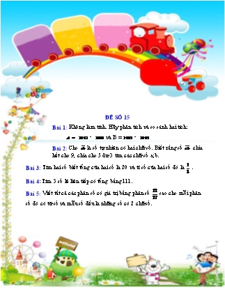 Bài tập ôn hè môn Toán Lớp 6 - Đề số 15