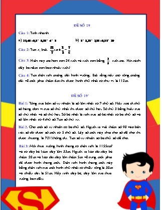 Bài tập ôn hè môn Toán Lớp 6 - Đề số 19 Bài tập ôn hè môn Toán Lớp 6 - Đề số 19