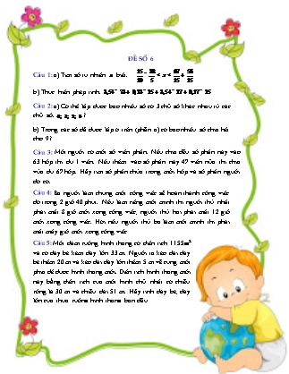 Bài tập ôn hè môn Toán Lớp 6 - Đề số 6 Bài tập ôn hè môn Toán Lớp 6 - Đề số 6