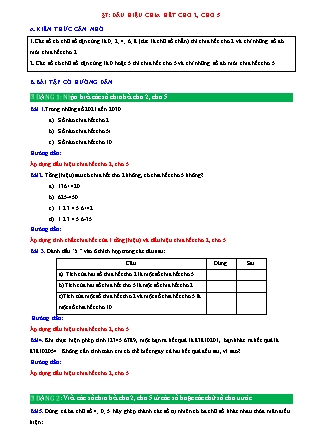 Đề cương ôn tập môn Toán Khối 6 (Sách Chân trời sáng tạo) - Bài 7: Dấu hiệu chia hết cho 2, cho 5 Đề cương ôn tập môn Toán Khối 6 (Sách Chân trời sáng tạo) - Bài 7: Dấu hiệu chia hết cho 2, cho 5