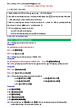 Đề cương ôn tập môn Toán Lớp 6 (Sách Chân trời sáng tạo) - Bài 1: Tập hợp. Phần tử của tập hợp Đề cương ôn tập môn Toán Lớp 6 (Sách Chân trời sáng tạo) - Bài 1: Tập hợp. Phần tử của tập hợp