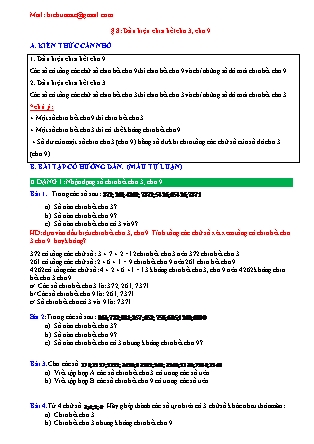 Đề cương ôn tập môn Toán Lớp 6 (Sách Chân trời sáng tạo) - Bài 8: Dấu hiệu chia hết cho 3, cho 9 Đề cương ôn tập môn Toán Lớp 6 (Sách Chân trời sáng tạo) - Bài 8: Dấu hiệu chia hết cho 3, cho 9