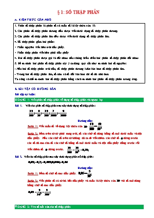 Đề cương ôn tập môn Toán Lớp 6 (Sách Chân trời sáng tạo) - Chương 6 - Bài 1: Số thập phân Đề cương ôn tập môn Toán Lớp 6 (Sách Chân trời sáng tạo) - Chương 6 - Bài 1: Số thập phân