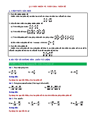 Đề cương ôn tập môn Toán Lớp 6 (Sách Chân trời sáng tạo) - Chương 5 - Bài 5: Phép nhân và phép chia phân số Đề cương ôn tập môn Toán Lớp 6 (Sách Chân trời sáng tạo) - Chương 5 - Bài 5: Phép nhân và phép chia phân số