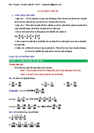 Đề cương ôn tập môn Toán Lớp 6 (Sách Chân trời sáng tạo) - Chương 5 - Bài 3: So sánh phân số Đề cương ôn tập môn Toán Lớp 6 (Sách Chân trời sáng tạo) - Chương 5 - Bài 3: So sánh phân số