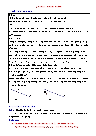 Đề cương ôn tập môn Toán Lớp 6 (Sách Chân trời sáng tạo) - Chương 8 - Bài 1: Điểm. Đường thẳng Đề cương ôn tập môn Toán Lớp 6 (Sách Chân trời sáng tạo) - Chương 8 - Bài 1: Điểm. Đường thẳng