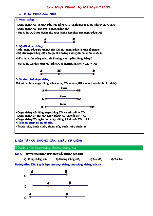 Đề cương ôn tập môn Toán Lớp 6 (Sách Chân trời sáng tạo) - Chương 8 - Bài 4: Đoạn thẳng. Độ dài đoạn thẳng