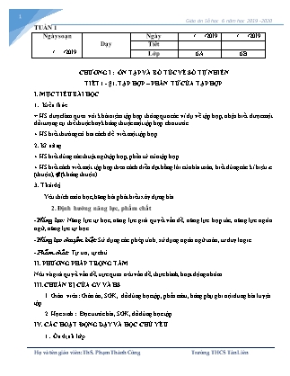 Giáo án Đại số Lớp 6 - Chương 1 - Năm học 2019-2020 - Phạm Thành Công Giáo án Đại số Lớp 6 - Chương 1 - Năm học 2019-2020 - Phạm Thành Công