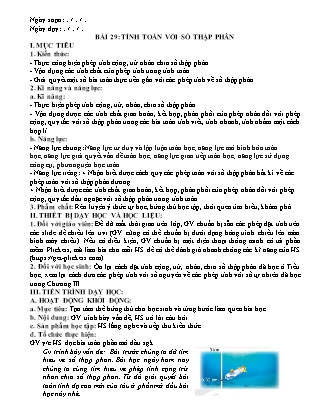 Giáo án Đại số Lớp 6 (Sách Kết nối tri thức với cuộc sống) - Bài 29: Tính toán với số thập phân