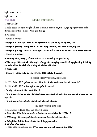 Giáo án Đại số Lớp 6 (Sách Kết nối tri thức với cuộc sống) - Tiết 40+41: Luyện tập chung