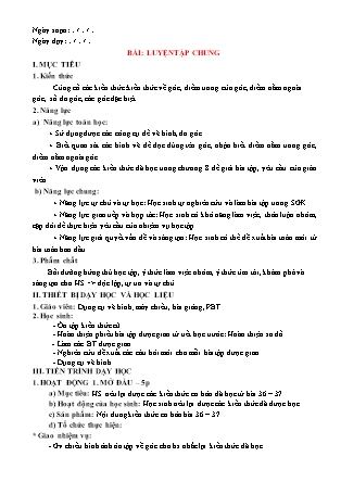 Giáo án Hình học Khối 6 (Sách Kết nối tri thức với cuộc sống) - Bài: Luyện tập chung