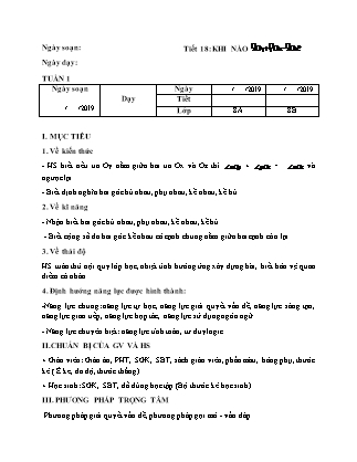 Giáo án Hình học Lớp 6 - Chương 3 - Năm học 2019-2020