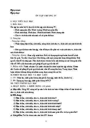 Giáo án Hình học Lớp 6 (Sách Kết nối tri thức với cuộc sống) - Bài: Ôn tập chương IV