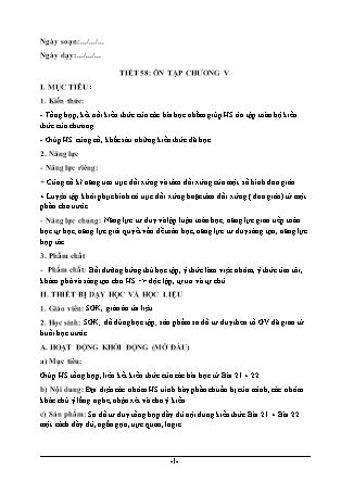 Giáo án Hình học Lớp 6 (Sách Kết nối tri thức với cuộc sống) - Tiết 58: Ôn tập chương V