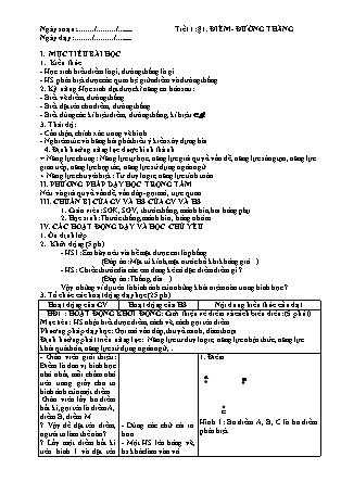 Giáo án môn Hình học Lớp 6 (Cánh Diều) - Bài 1 đến 9 Giáo án môn Hình học Lớp 6 (Cánh Diều) - Bài 1 đến 9