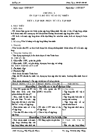Giáo án môn Toán Lớp 6 - Chương trình học kì I - Năm học 2017-2018 Giáo án môn Toán Lớp 6 - Chương trình học kì I - Năm học 2017-2018