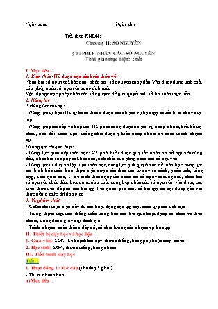 Giáo án Toán Khối 6 - Bài 5: Phép nhân các số nguyên