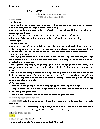 Giáo án Toán Khối 6 - Bài tập cuối Chương III