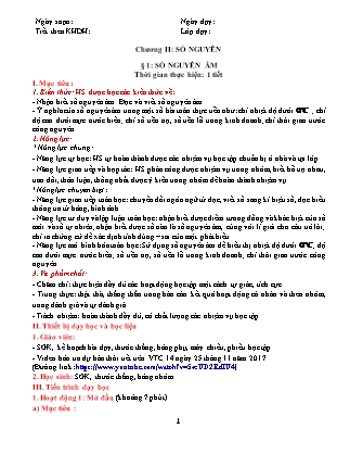 Giáo án Toán Khối 6 - Chương II - Bài 1: Số nguyên âm
