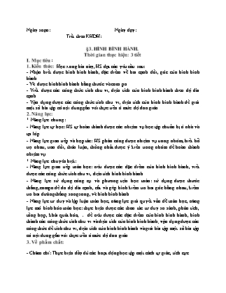 Giáo án Toán Khối 6 - Chương III - Bài 3: Hình bình hành
