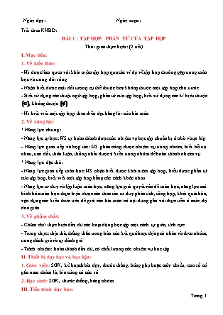Giáo án Toán Khối 6 (Sách Chân trời sáng tạo) - Chương 1